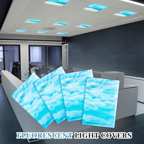 Image of VIHOSE 4 Pcs 2 x 2 Feet Fluorescent Light Covers for Ceiling Lights Classroom Magnetic Light Filters for Reducing Harsh Glare Flicker for Office Classroom Home Drop Ceiling(Wave)