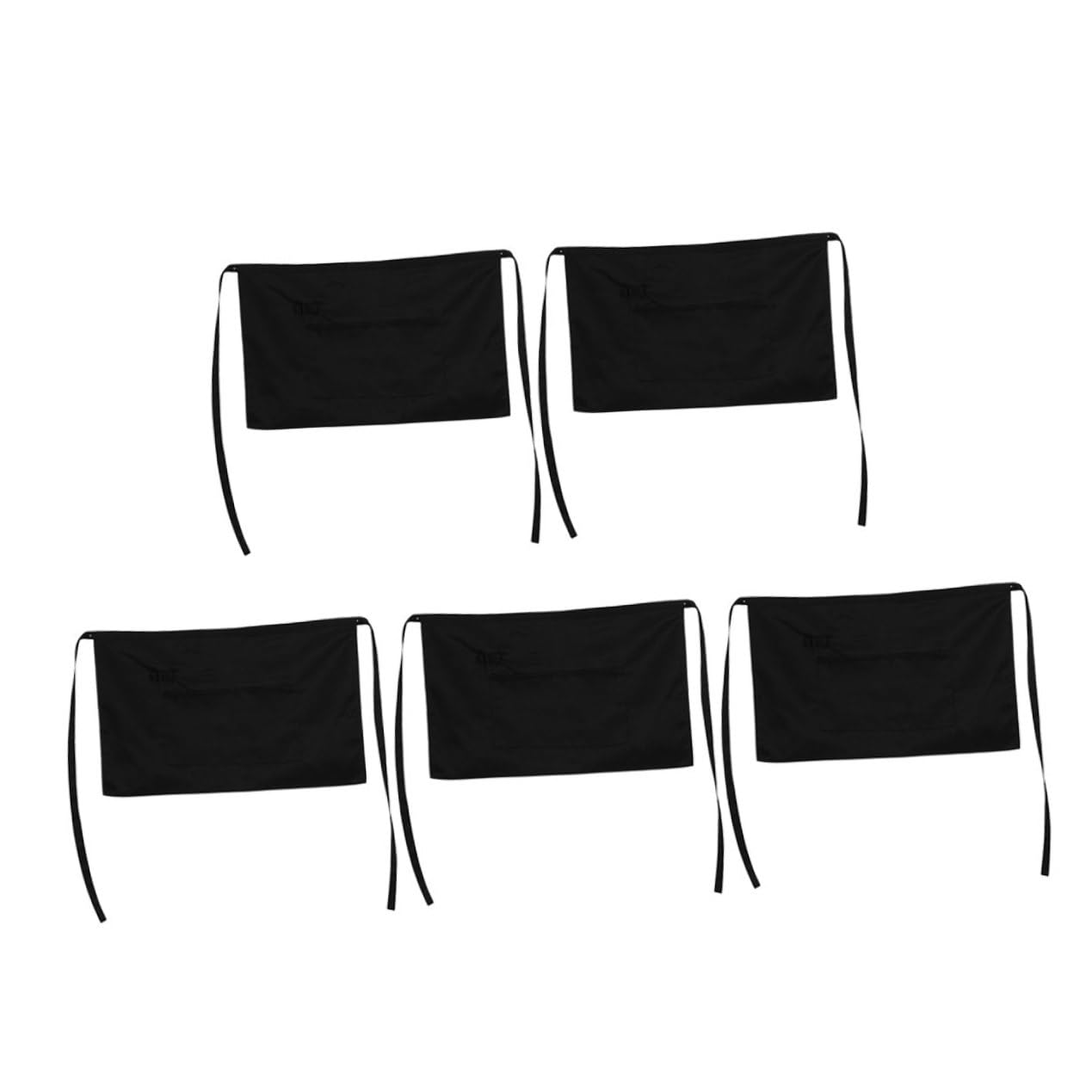 LIFKOME 5 pezzi Grembiuli da Cameriere Mezzo Corto Neri con Tasche Design Unisex con Fascia Lunga in Vita Comfort e Libertà di per Staff Ristoranti Caffè e Milk Tea Shop