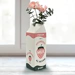 Retro Strawberry Milk Carton vase –Vintage Inspired Kawaii Ceramic -Pink Strawberry Flower vase -Cute Accent Decor for Your Home Kitchen Office