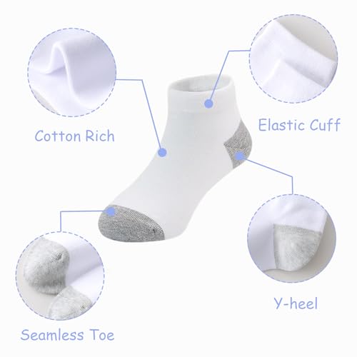 Image of EPEIUS Kids' Low Cut Ankle Socks Cotton Seamless Toe Sport Athletic Socks for Boys Girls White Black Navy 4 /8 Pack