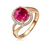 Beydodo no-metal-stamp (Fashion only) oro rosa de 18 quilates ovalada Red Tourmaline