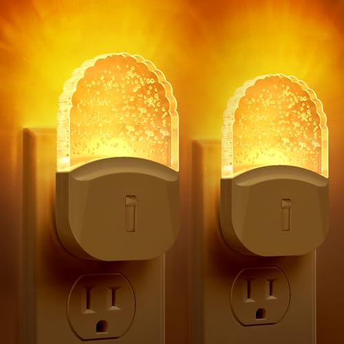 Image of Briignite Led Night Light, Night Lights Plug into Wall, Night Light for Kids 2Pack, Amber Yellow Nightlight Plug in, Dimmable with Dusk to Dawn Sensor for Bedroom, Bathroom Stair,Hallway