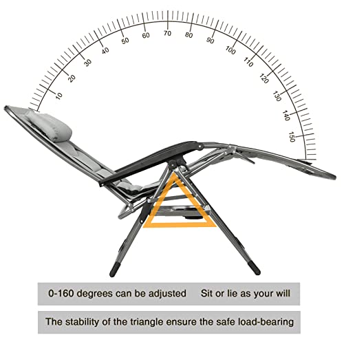 Ever Advanced Zero Gravity Lounge Chair With Padded Seat And Back,Oversize Recliner With Adjustable Headrest And Side Table, Support 300 Lbs(Grey) #TOP4