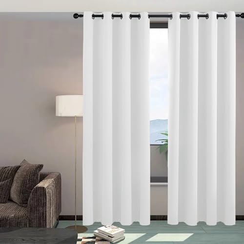 Curtains Blackout 156 x 162 cm Frio y Caloraislantes, Anti Luz, Acusticas Cortinas Transparente con Ojales 1 Piezas para Sala Cuarto Dormitorio Comedor Cocina, Blanco