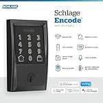 Schlage Encode Smart WiFi Deadbolt Lock for Front Door - Keyless Entry with App or Touchscreen - Works with Alexa, Apple HomeKit, Hey Google, & Airbnb - Create Codes for Guests - Matte Black - Image 2