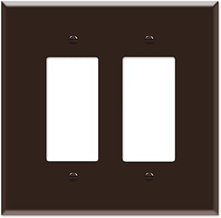 OVERSIZED 2 Gang Rocker - Decora Metal Switch Plate - Wall Plate for Decora Style Light Switches, GFCI, Electrical Plug Outlets, Stainless Steel Painted Brown - UL Listed, 5.5" x 5.5" - Made in USA