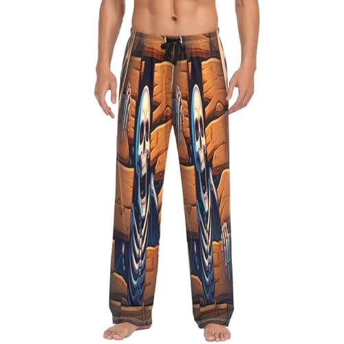 Qilmy Spooky Skeleton Men's Cotton Pajama Pants, Lightweight Lounge Sleepwear with Drawstring and Pocket2