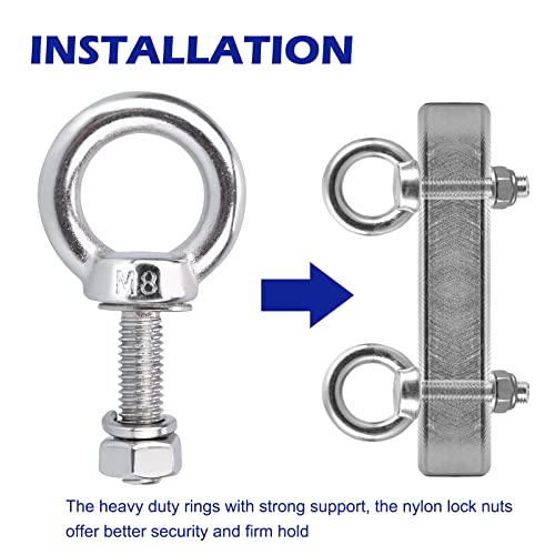 Hannger Eye Bolt With Nuts - M8 10Pcs Machinery Shoulder Lifting Ring Stainless Steel 304 Heavy-Duty Eyebolts Screws In Eye Hooks With Lock Nuts & Lock Washers, Flat Washers Set - Thread Length 30Mm #TOP4