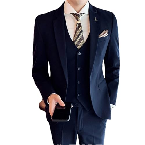 Ensemble costume gilet pantalon homme bleu marine pour mariage XL