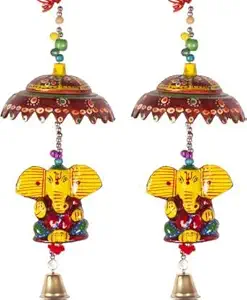 Craftoholics Ganesh Door/Wall Hangings Toran/Latkan 2pcs Multicolour 48 cm Microfiber || Handicraft Items