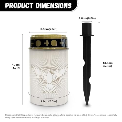 Image of Golden Cross and Peace Dove Solar Memorial Lights for Graves Flameless Candle Lamp Waterproof Solar Powered Light for Prayer Grave Cemetery Garden Decor 2 Pcs