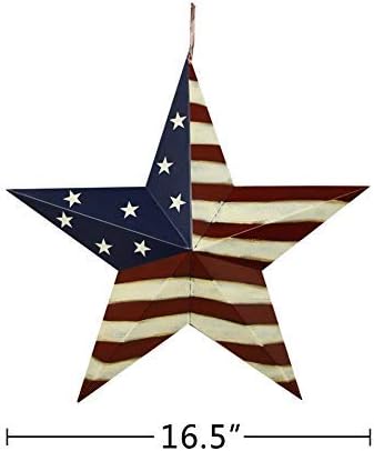 Rainbow Handcrafts Rustic Metal 3D Barn Star Patriotic Wall Decor American Flag Wall Star July 4th Country Americana Patriotic Wall Ornament,Outdoor Decoration - Image 3