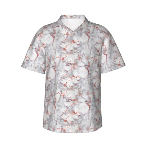 Chemise hawaïenne homme or rose et marbre blanc chic