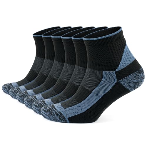 Image of GoWith 2-3 Pairs Quarter Running Socks for Men & Women, Athletic Anti-Blister Cushioned Seamless Padded Ankle Socks