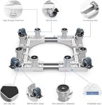 DEWEL Machine de lavage pied Stand Largeur 16.5-24.4 pouces Hauteur de 3,9-4,7 pouces Multi-fonctionnel Movable Base mobile Roller réglable avec 4 Roues et roues en caoutchouc de verrouillage 8 Pieds forts