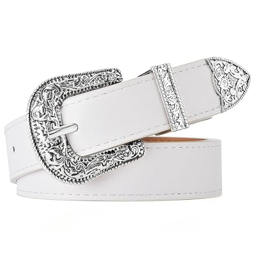 Western Belt for Women Men Cowboys Cowgirls Carving Buckles Belts for Jeans Pants