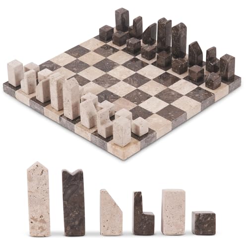 Modern Chess Set – Tablero y piezas de mármol artesanal miniatura 1