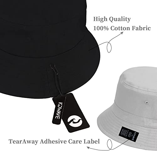 Kdwave Double-Sided Black Reversible Bucket Hat For Women Men Soft Cotton Upf 50+ Uv Protection Travel Hiking Beach Hat #TOP2