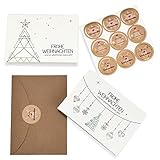 KOHMUI Weihnachtskarten mit Umschlag Set, 20 Klappkarten & 20 Umschläge, 16.5 x 11.5 cm Schlicht Modern Weihnachten karten, Einfach Edel Grußkarte für Familie Freunde Kunden Geschäftlich