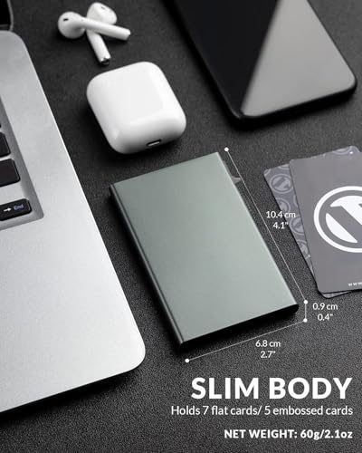 Image of VOGARD Aluminium Pop-Up Slim Card Wallet for Men & Women | RFID Blocking, Minimalist Design, Holds Up to 6 Cards (Grey)