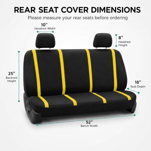 Image of FH Group Car Seat Covers Rear Set Cloth - Car Seat Covers with Removable Headrest,Universal Fit,Automotive SeatCovers,Washable Car SeatCover for SUV,Sedan,Van Yellow
