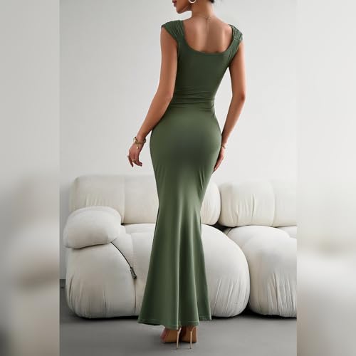 Image of ODIZLI Long Bodycon Dresses For Women Sexy Sleeveless Dress Cap Sleeve Maxi Cami Dresses for Women