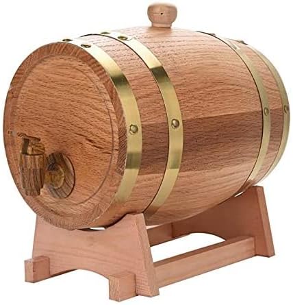 SYXL Creative Vintag Ice Bucket 3L，Wood Oak Timber Wine Barrel Dispenser for Whiskey Bourbon Tequila Beer，Keep Ice Frozen Longer