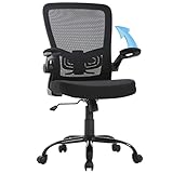 Actask Bürostuhl Ergonomisch, Schreibtischstuhl mit Verstellbarer Lendenwirbelstütze, 360° Drehstuhl, Office Chair Wippfunktion bis 136 kg belastbar für Büro, Arbeitszimme, Schwarz