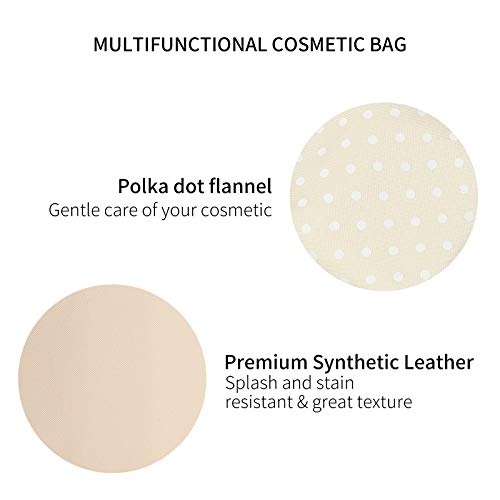 Vlando Cosmetics Bag Organizer Leather Makeup Case Storage For Women Adjustable Dividers Make Up Brushes Case White #TOP3