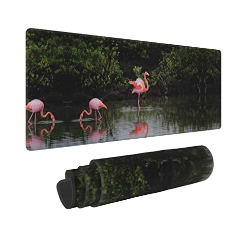 Tapis de souris XXL flamant rose imperméable avec base antidérapante