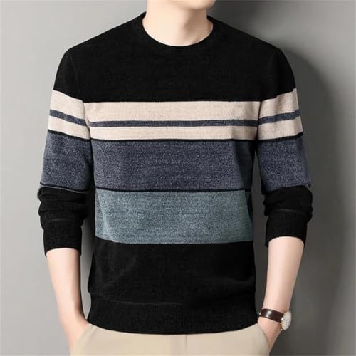Mens Knitting Pullover Striped Top Clothes Round Neck Knitted Sweaters2