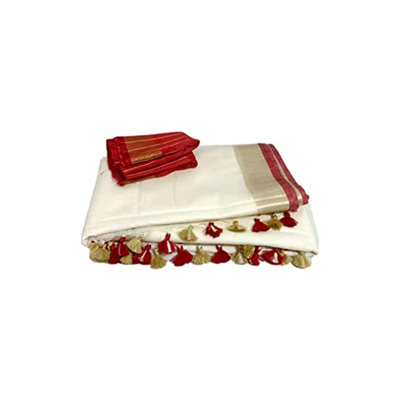 Handloom Women's Bhagalpuri Linen Cotton Blend Saree with Contrast Striped Blouse Piece_Free Size_Color Variation 11721-11747-picture-16