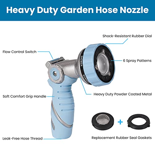 Green Mount Garden Hose Nozzle Heavy Duty Water Nozzle With Thumb Control On Off Valve, 6 Adjustable Spray Watering Patterns Comfortable Ergonomic Handle For Watering Plants, Washing Car, Cleaning #TOP2