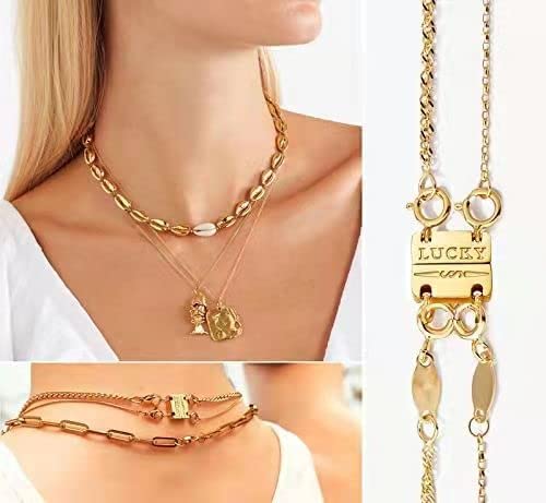 Roizsx Necklace Layering Clasps Magnetic Look For Multiple Necklaces Detangler,Separator For Stackable Bracelet And Chains, Keep Necklaces From Tangling,18K Gold Plated #TOP5