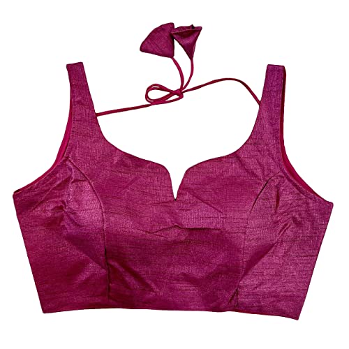 Image of Pujia Mills Women's Heavy Phantom Silk Bollywood Style Sleeveless Trendy Blouse(Veda)