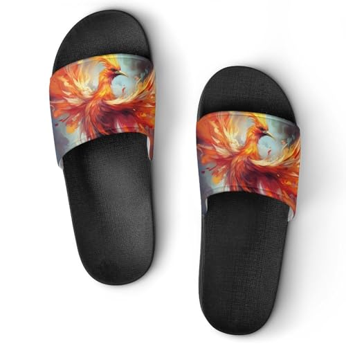 Flaming Phoenixes Bird House Sandals Non-Slip Bathroom Slippers Beach Summer Shoes for Men Women
