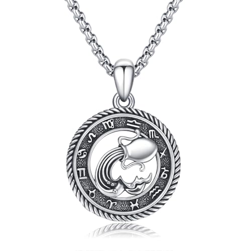Cadeaux anniversaire et Noël : chaîne Verseau en argent 925 zodiaque