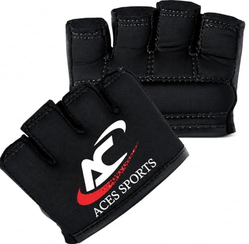 Aces Sports Knuckle Protector Black MMA Gel Hand Guard Fingerless Design (L/XL)