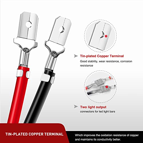 Image of Nilight 2PCS 16 AWG 20 Feet Wiring Harness Extension Kit for LED Light bar Work Light LED Pods Off Road Lights Driving Fog Light Boat Lighting, 2 Years Warranty
