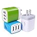 USB Plug in Wall Charger, Charging Block, 3Pack Ailkin 3.1A Fast Charge 3- Port Power Adapter Cube Box Brick Base Compatible with Phone, Pad, LG, Honor, Samsung, Kindle Fire, Blue, All USB