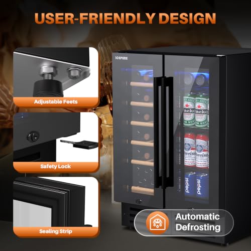 Image of ICEPURE 24 Inch Wine and Beverage Refrigerator,Hold 19 Bottles and 58 Cans