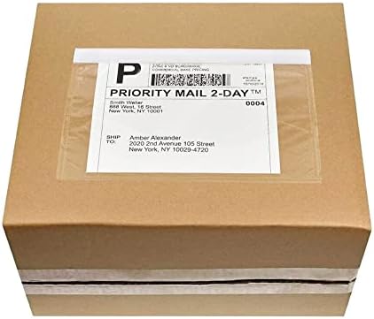 CLASSY Shipping Label Sleeves, 6" x 9" Packing Slip Envelope Pouches Clear Adhesive Top Loading Packing List Shipping Label Envelopes - 100 Packs