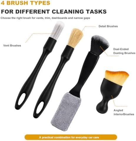 SGDRN 8PCS Car Detailing Brush Set, Multi-Use Auto Interior & Exterior Cleaning Brushes Soft Bristle Detailing Tools, Vehicle Brush Kit for Cleaning Air Vents Center Console Seat Gaps - 2