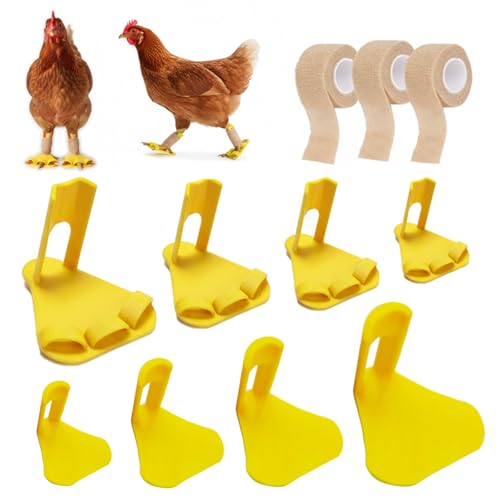 Qtaikong 8 PCS Chicken Leg Splint & Adjustable Poultry Leg Brace with Toe Separator, Veterinary-Grade Splint Clamp, Treats Broken Feet, Curled Toes, Bumblefoot, Osteoarthritis in All Growth Stages