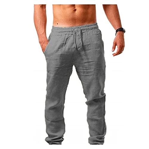 Pantalon d'été pour homme en coton et lin idéal pour les vacances à la plage