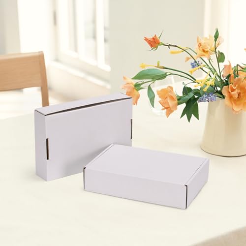Image of HORLIMER 6x4x1 Shipping Boxes Set of 30, White Corrugated Cardboard Mailer Box for Packing Small Business