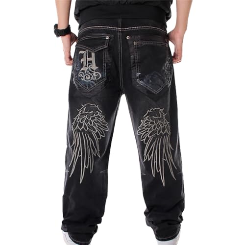 Nanaco Man Loose Baggy Jeans Hiphop Skateboard Embroidery Denim