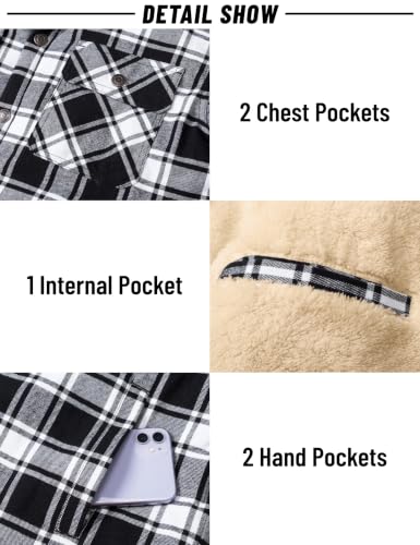 Image of MAGNIVIT Men's Flannel Jacket Plaid Fleece Button Hoodie Jackets Shirt | pure cutton,5 pocket,adjustable drawstring hood,casual,work,outdoor