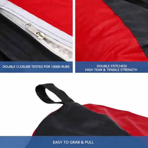 Image of Amazon Brand - Solimo Bean Bag Cover 4XL Without Beans, Faux Leather Bean Bags Cover with Handle & Zipper, Bean Bag Cover for Living Room & Bedroom | 6 Months Warranty (Red & Black)