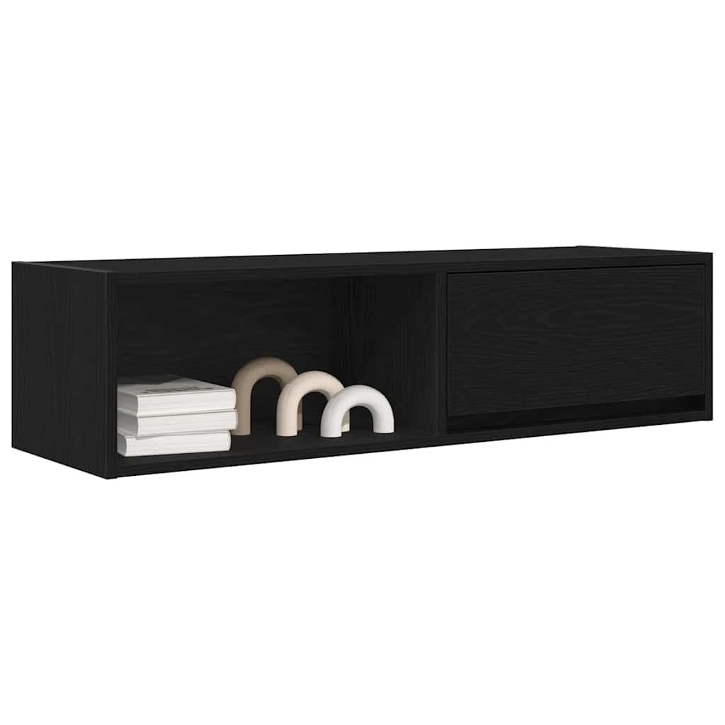 Mobile TV Rovere Nero VidaXL 102x30x37,5 Cm - Credenza TV Con Ante, Legno Multistrato, Ampio Spazio